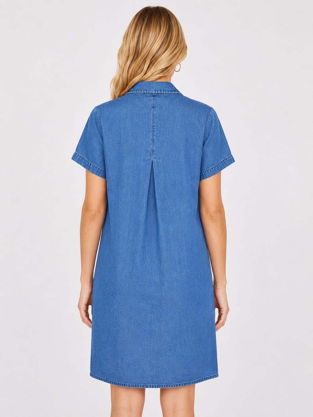 J. Jill Denim Tencel Lyocell Shirt Dress Blue Button Front Pockets Womens XS - Picture 3 of 7